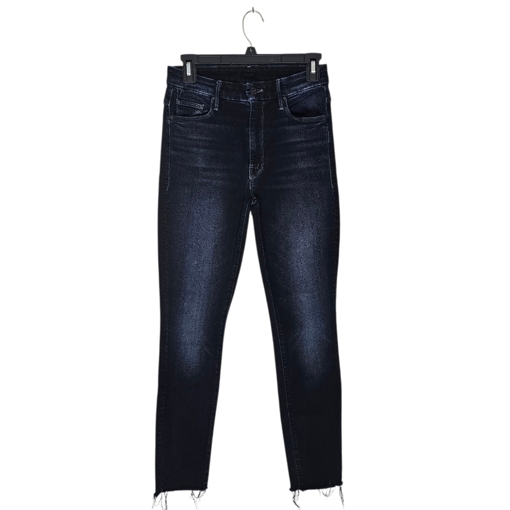 MOTHER High Waisted Looker Ankle Fray Skinny Dark Blue Jeans 26 Preowned